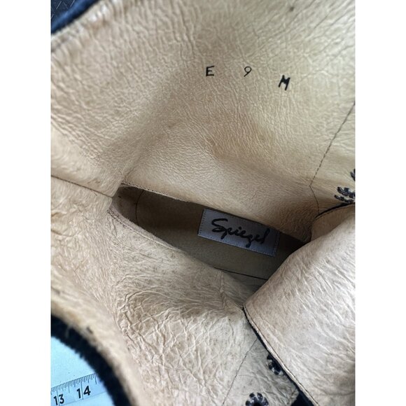 Spiegel Black Velvet Boots Military Tie Ankle Sz 9M - Picture 6 of 7